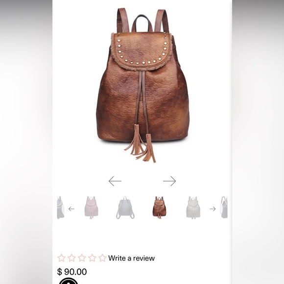 Luxury Urban Expressions Brown Vegan Leather Maddison Backpack Fur Womens Purse - Picture 9 of 9